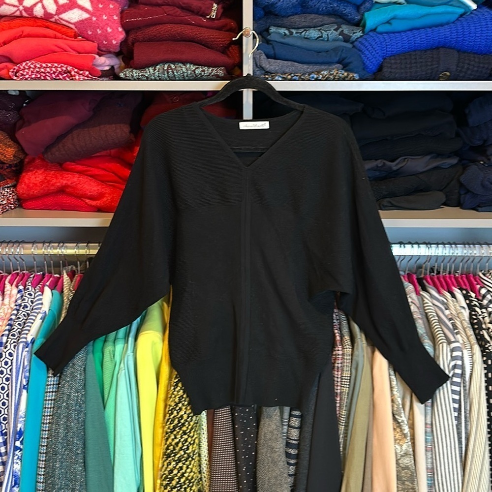 Karen Hart black dolman sleeve boat neck sweater size S​